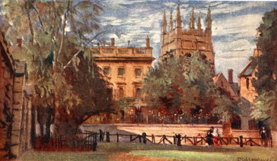 Corpus Christi College e Merton Tower, da Christ Church Meadows, 1903 da John Fulleylove